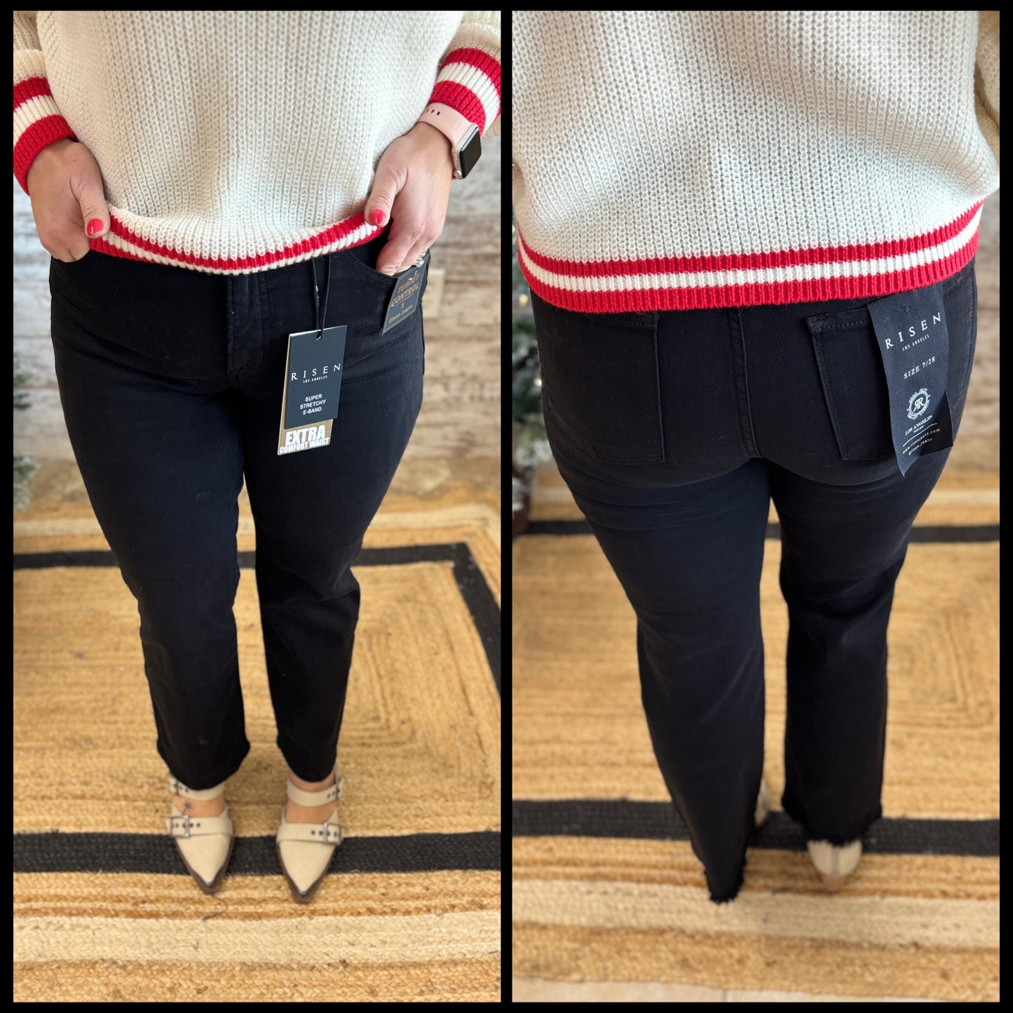 Risen High Rise Black Straight Jeans RDP5916