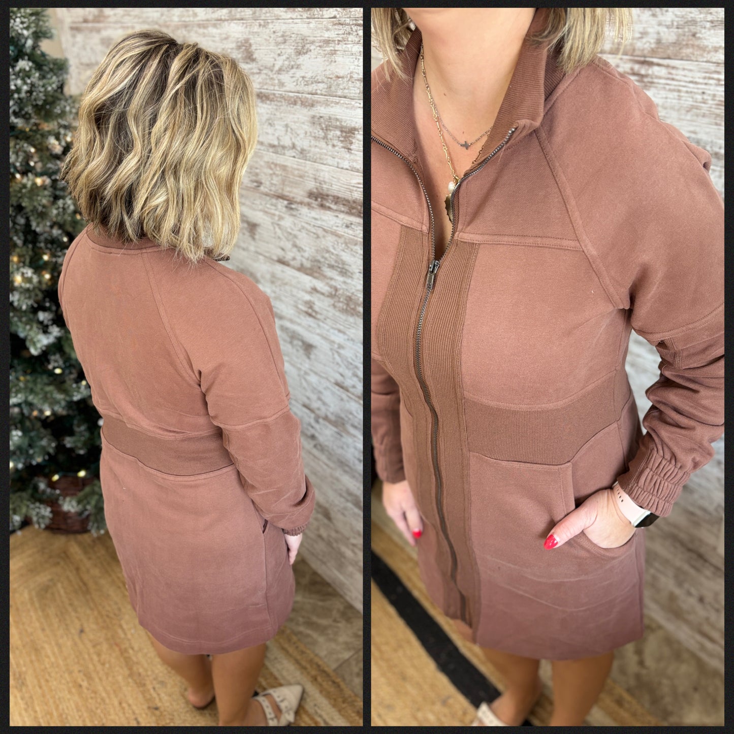 Brown French Terry Mini Dress