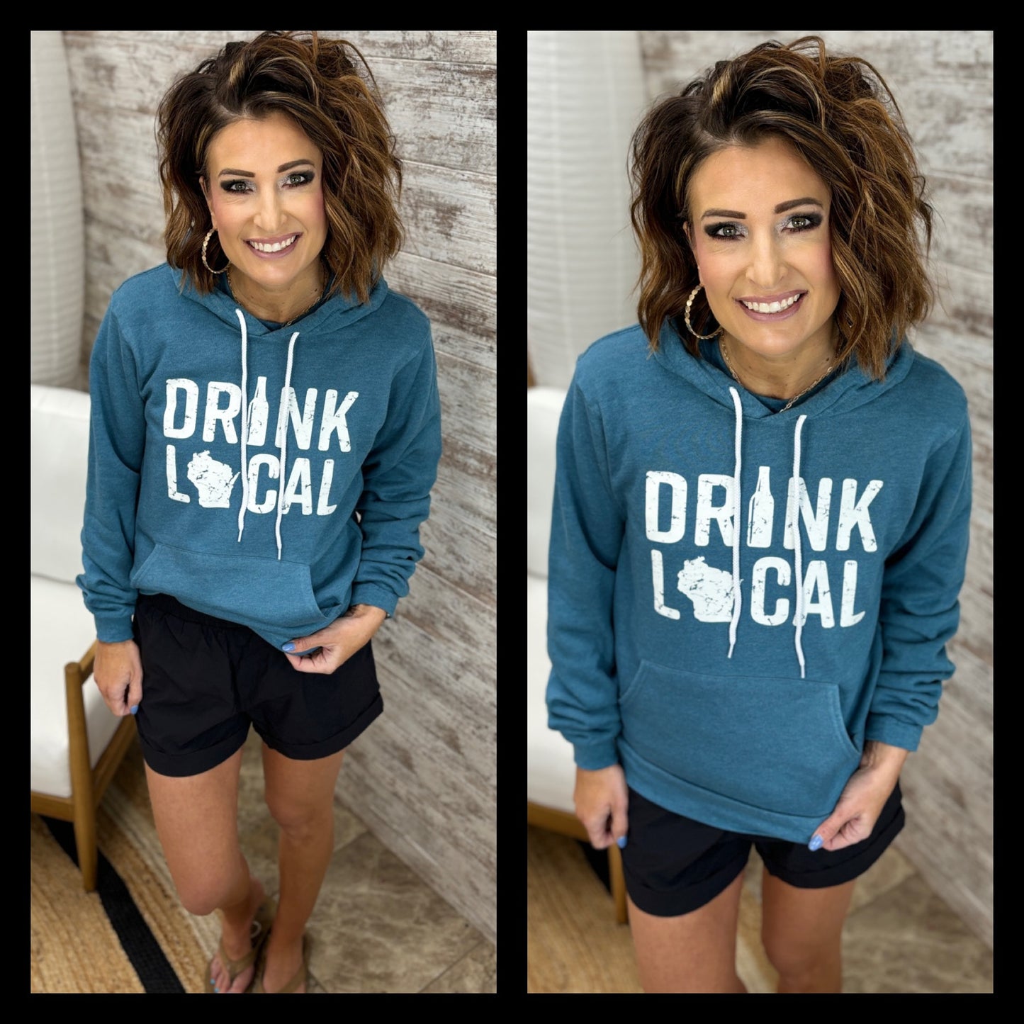 Drink Local Heather Deep Teal Hoodie