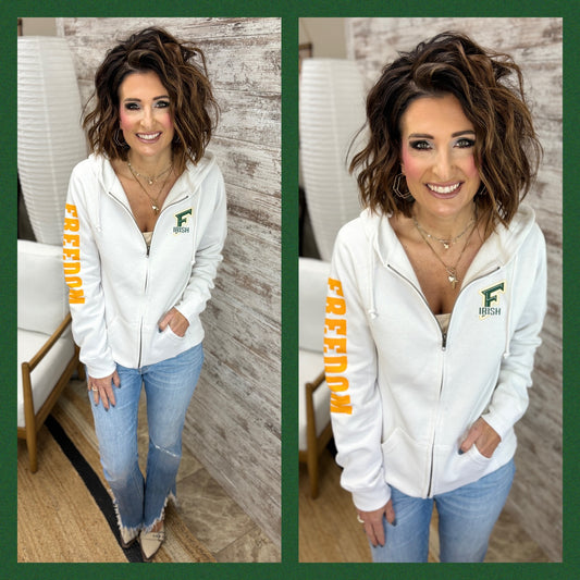 Freedom Irish Enza Ladies White Full Zip Hoodie