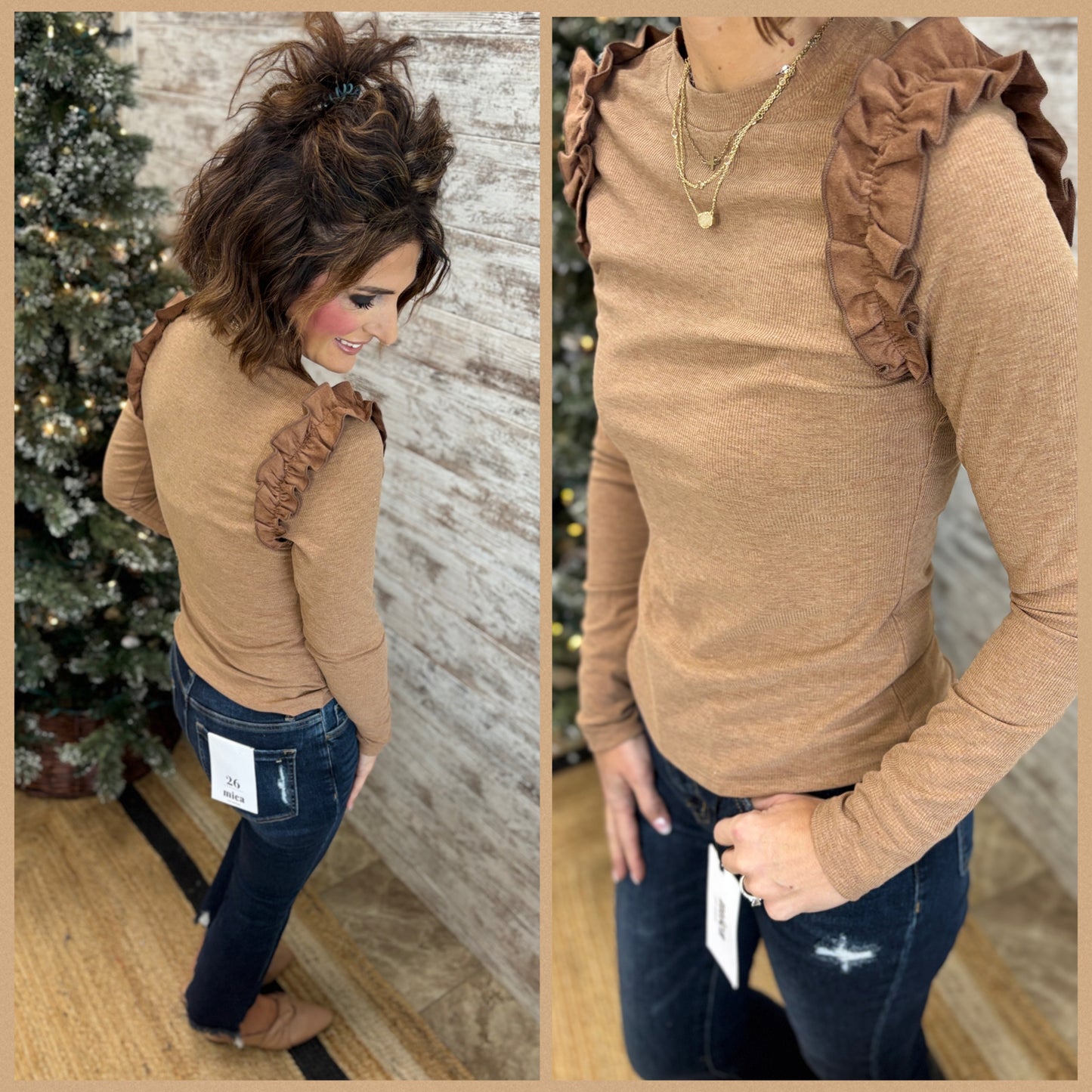 Black Ruffle Detail Long Sleeve ~ 2 Colors