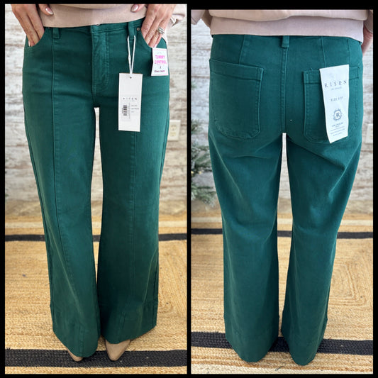 Risen Hunter Green Wide Leg Pant PW21343