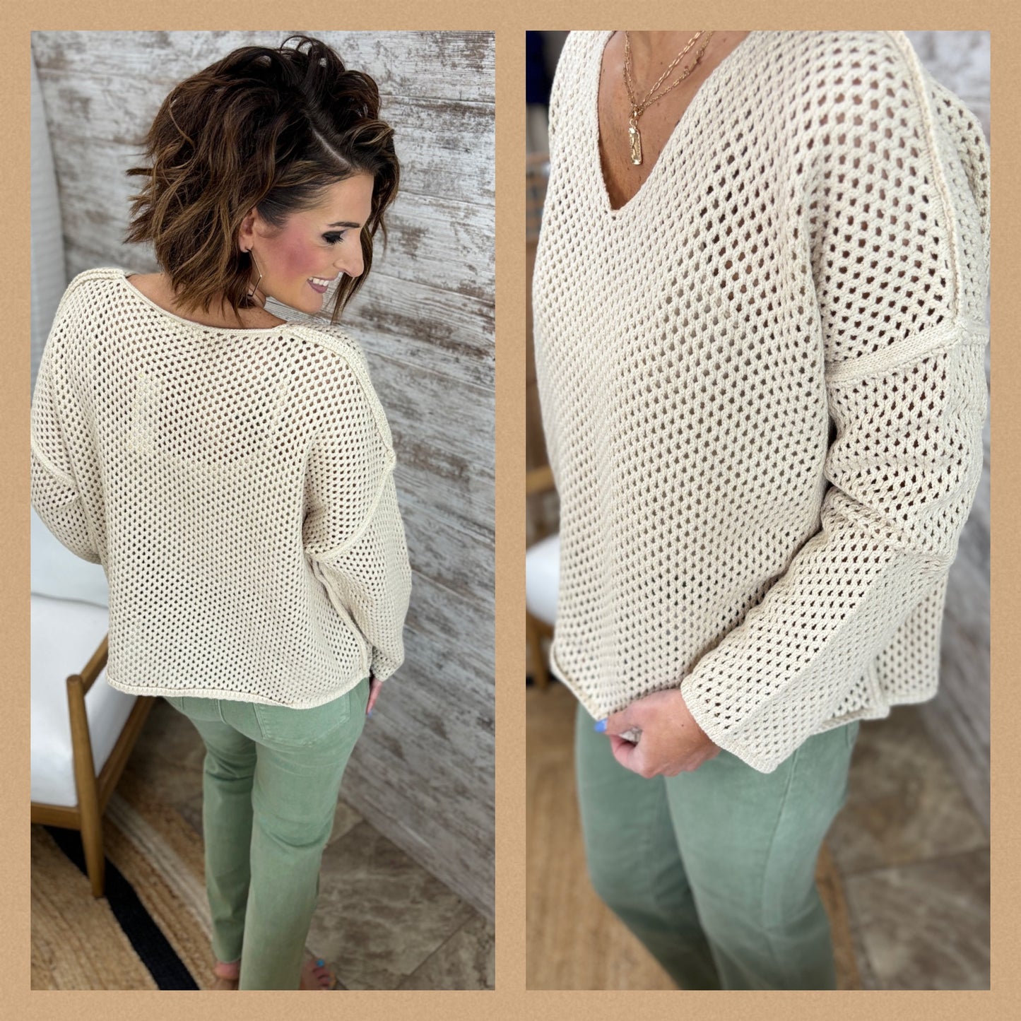 V Neck Open Knit Sweater ~ 2 Colors