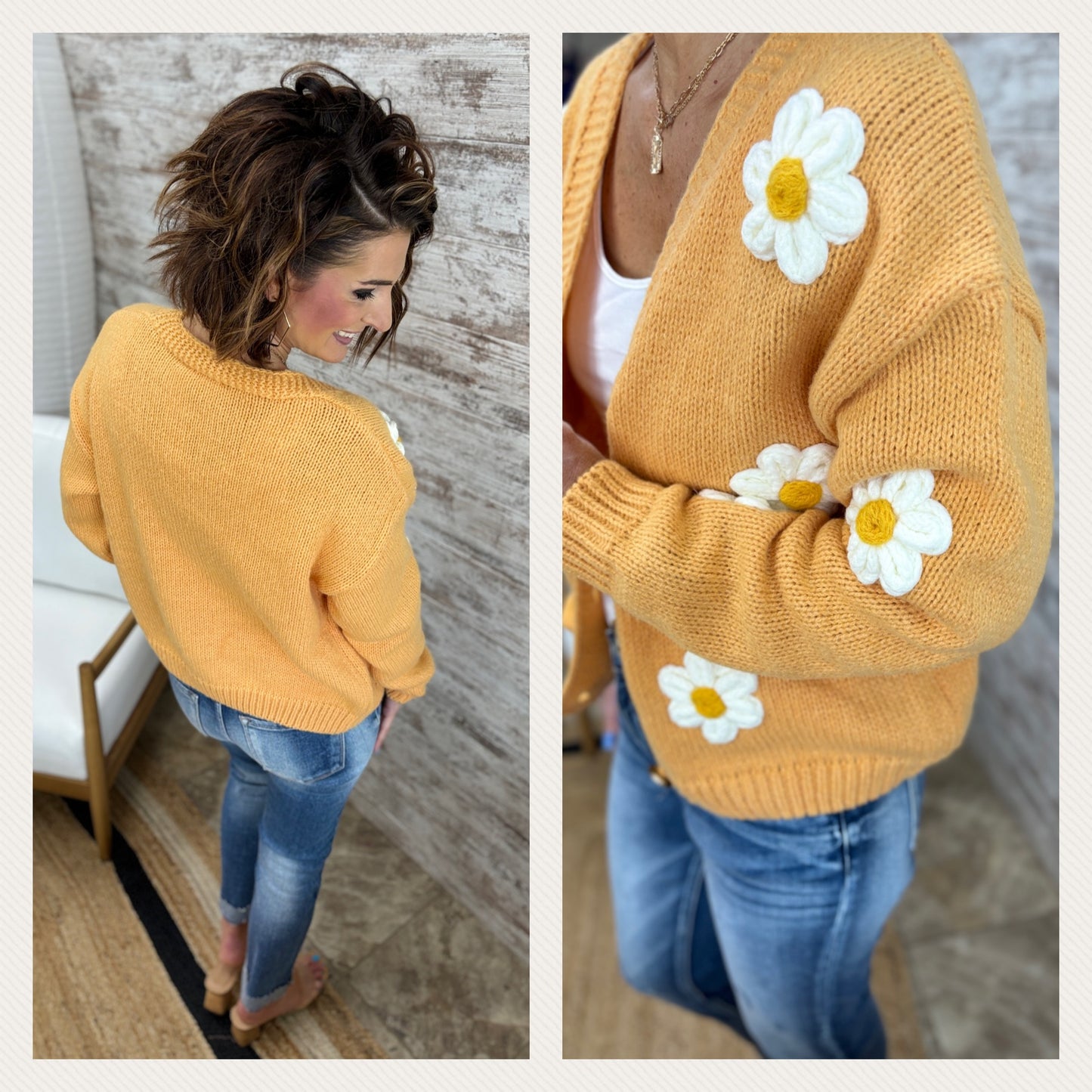 Drop Shoulder Flower Cardigan~ 2 Colors