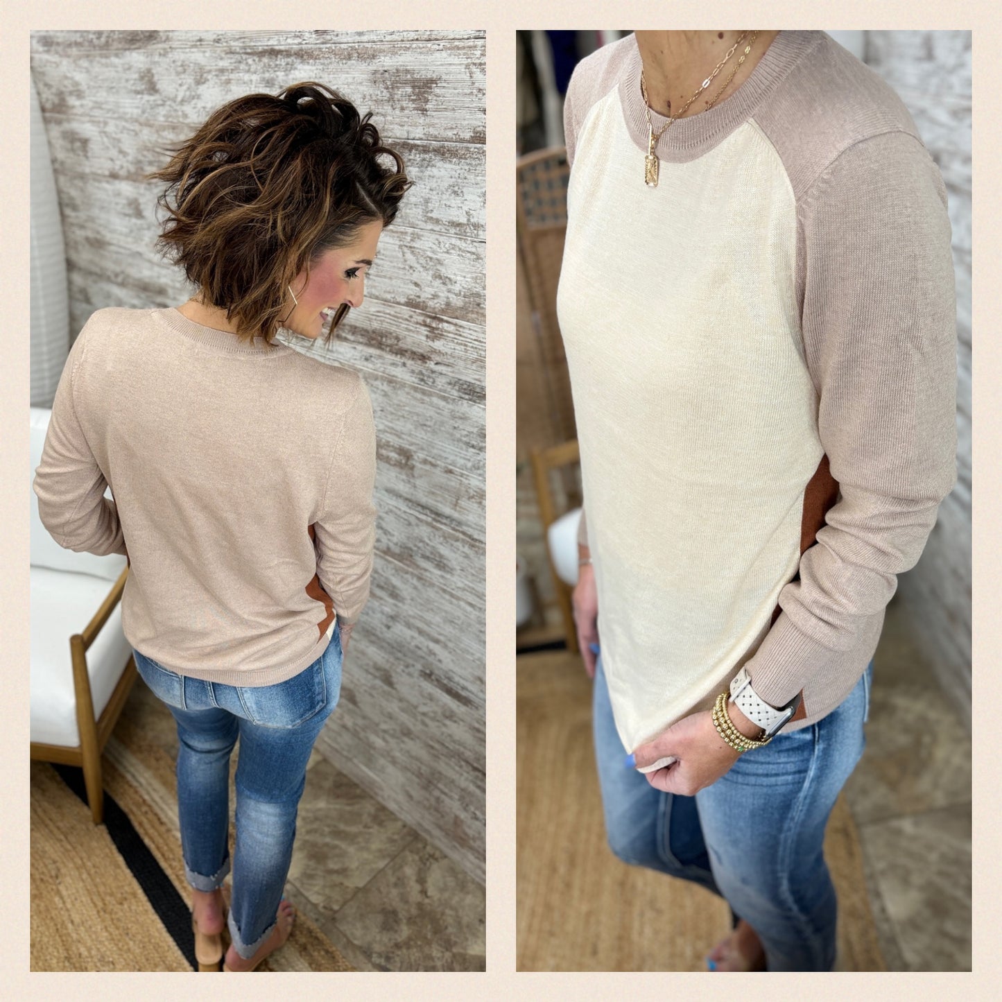 Oatmeal/Taupe ColorBlock Sweater