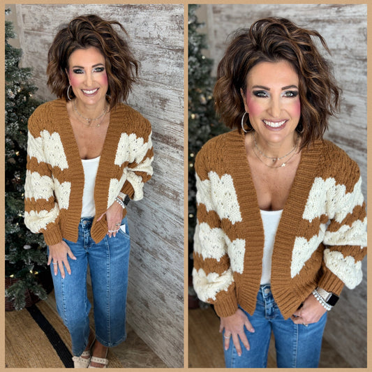 Camel Pattern Knit Cardigan