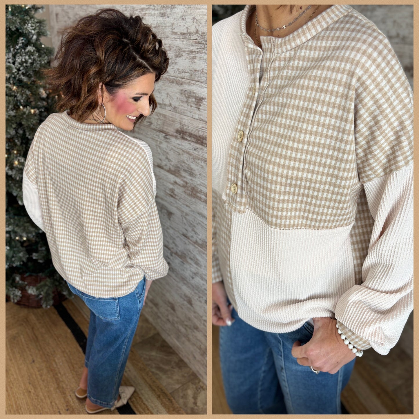 Taupe Lightweight Shirt with Button Detail