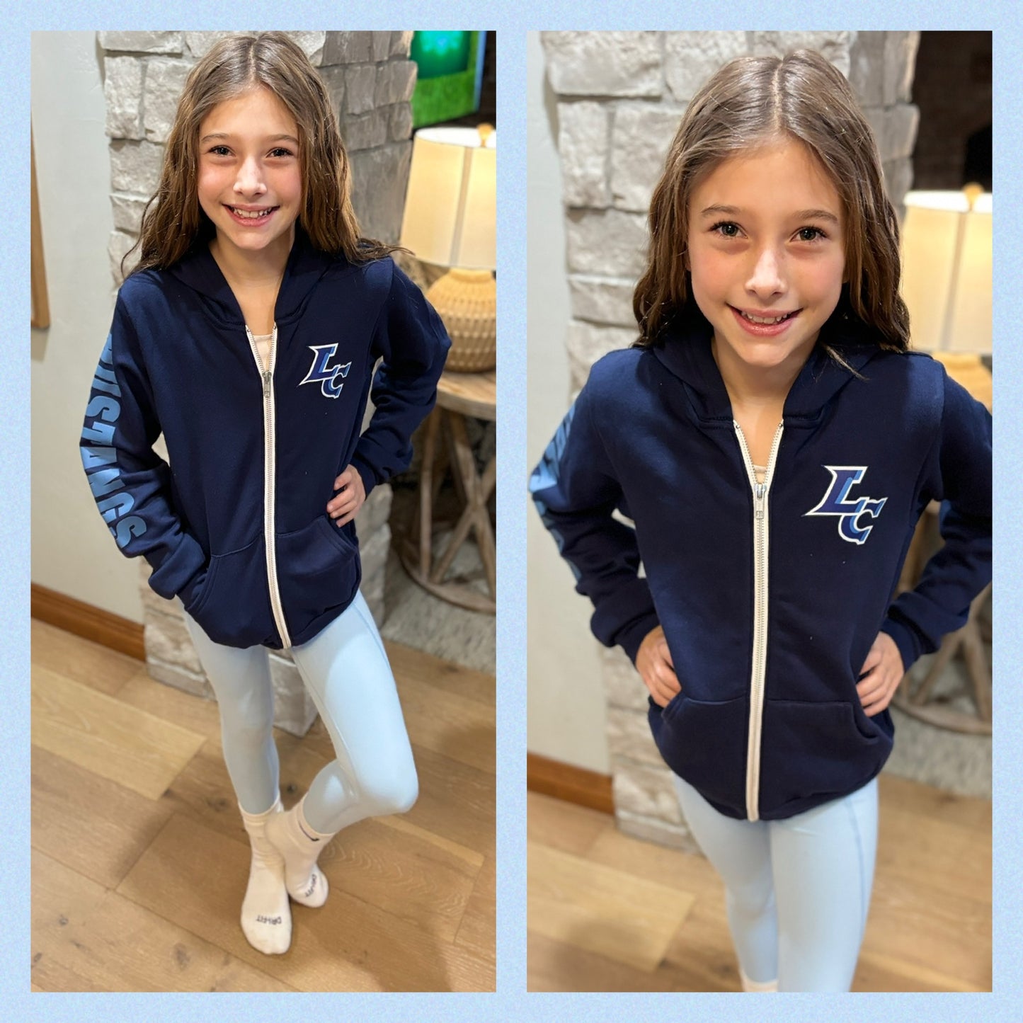 LC Mustangs Youth Bella Canvas Navy Full Zip