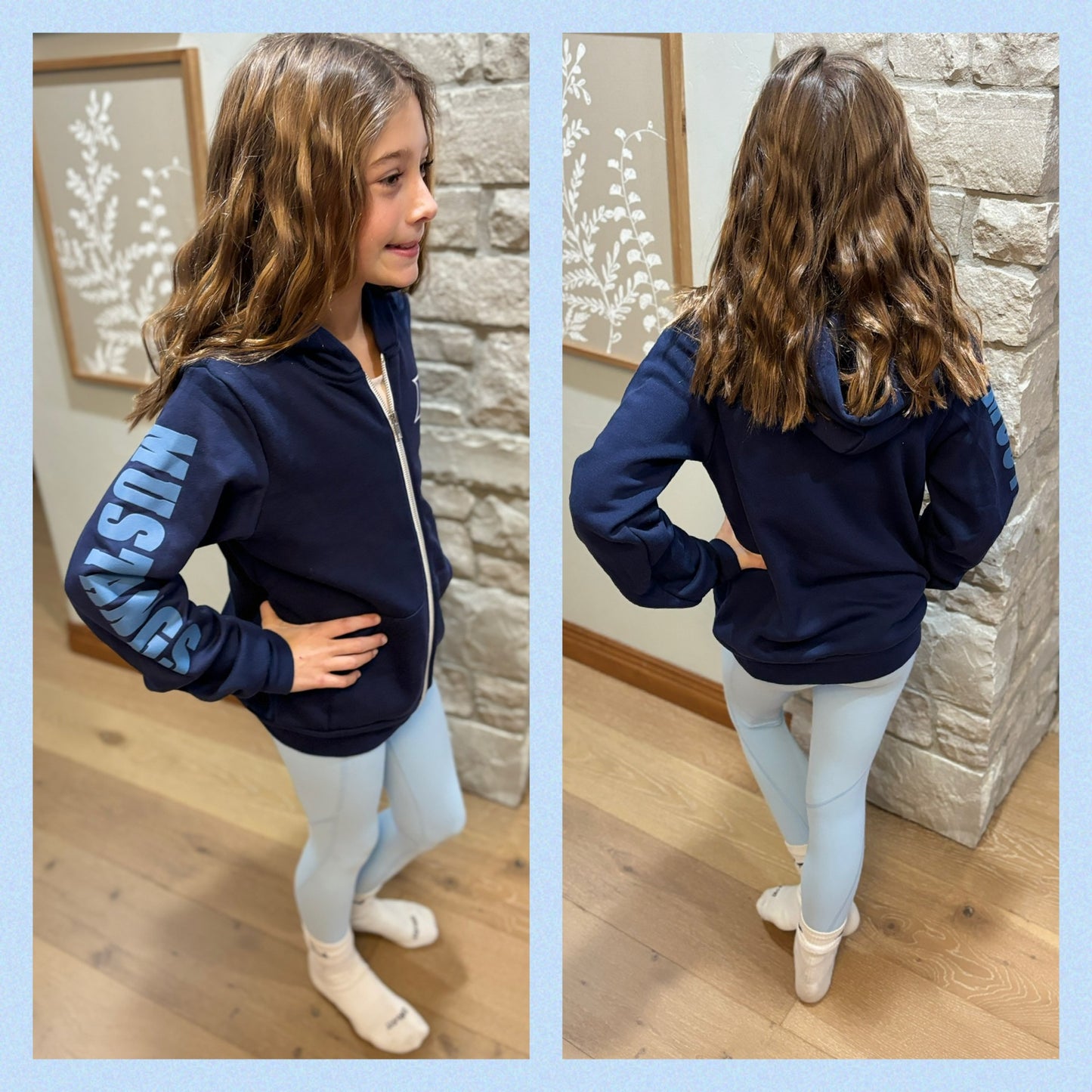 LC Mustangs Youth Bella Canvas Navy Full Zip