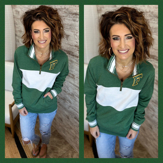 Green and White Colorblock Holloway 1/4 Zip