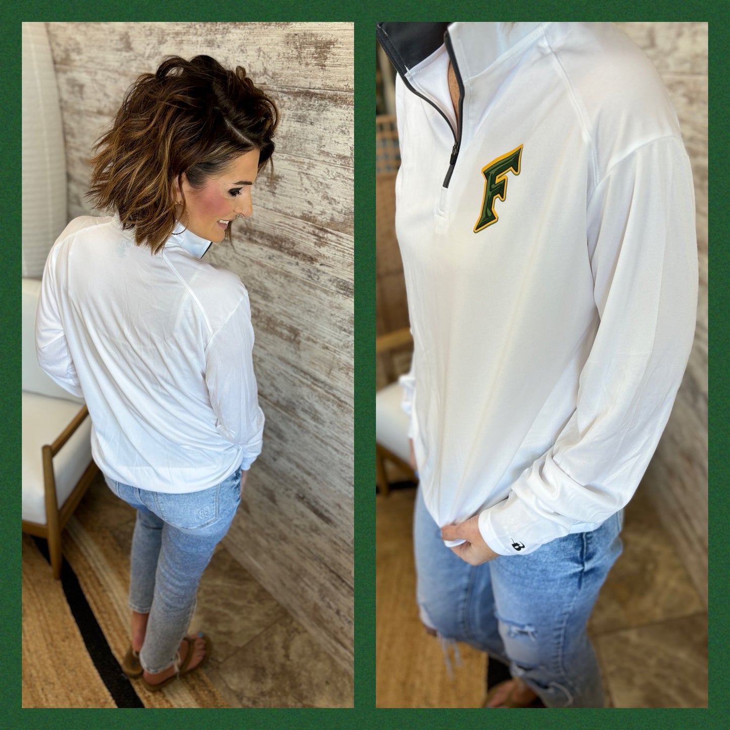 Freedom White Badger 1/4 Zip~ Close out Sale!~ All Sales Final