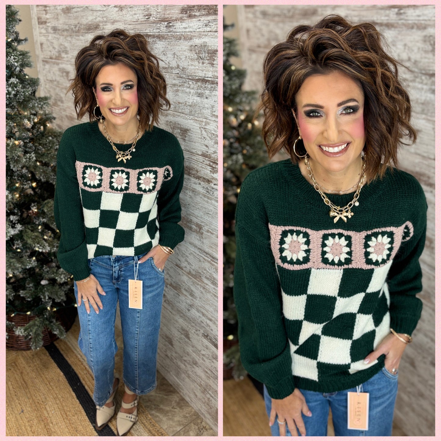 Hunter Crochet and Checker Sweater