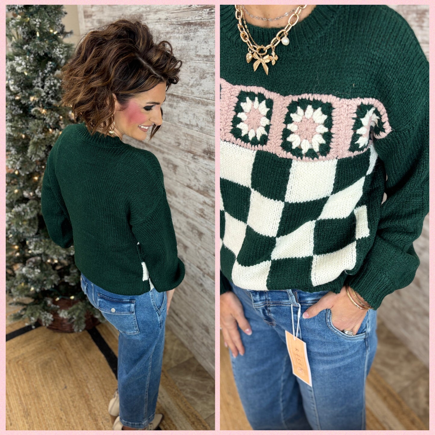 Hunter Crochet and Checker Sweater