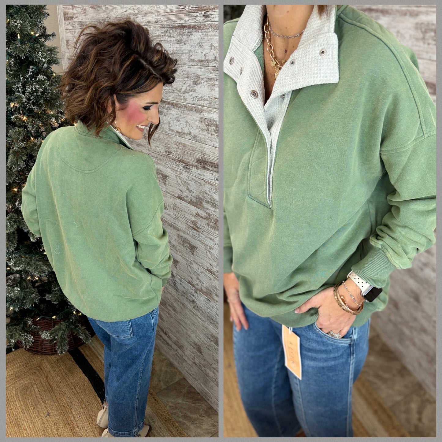 Thermal Wash Collar Sweatshirt ~ 2 colors **Restocked