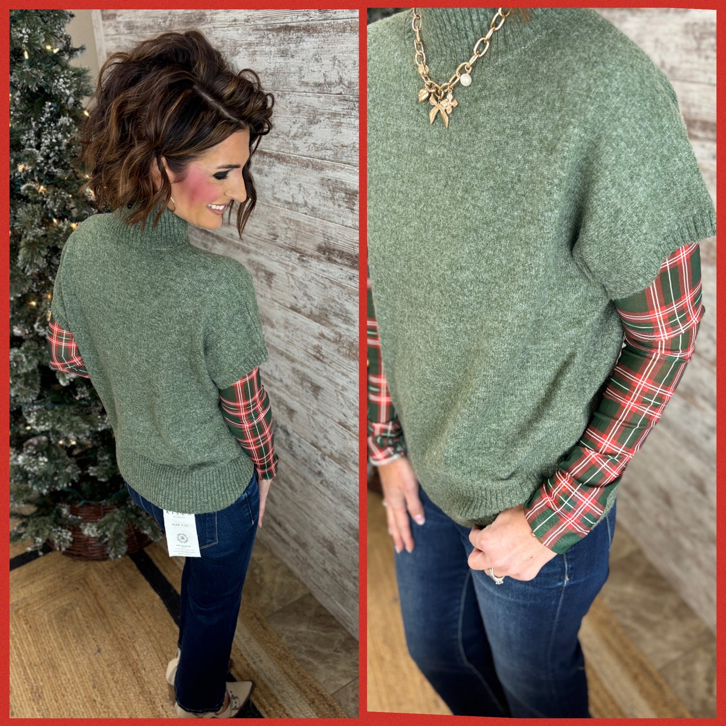 Short Sleeve Dark Sage Pullover Sweater Vest