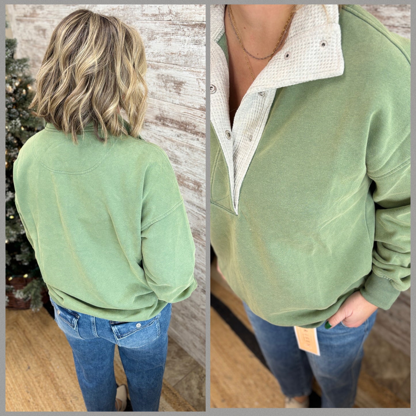 Thermal Wash Collar Sweatshirt ~ 2 colors **Restocked