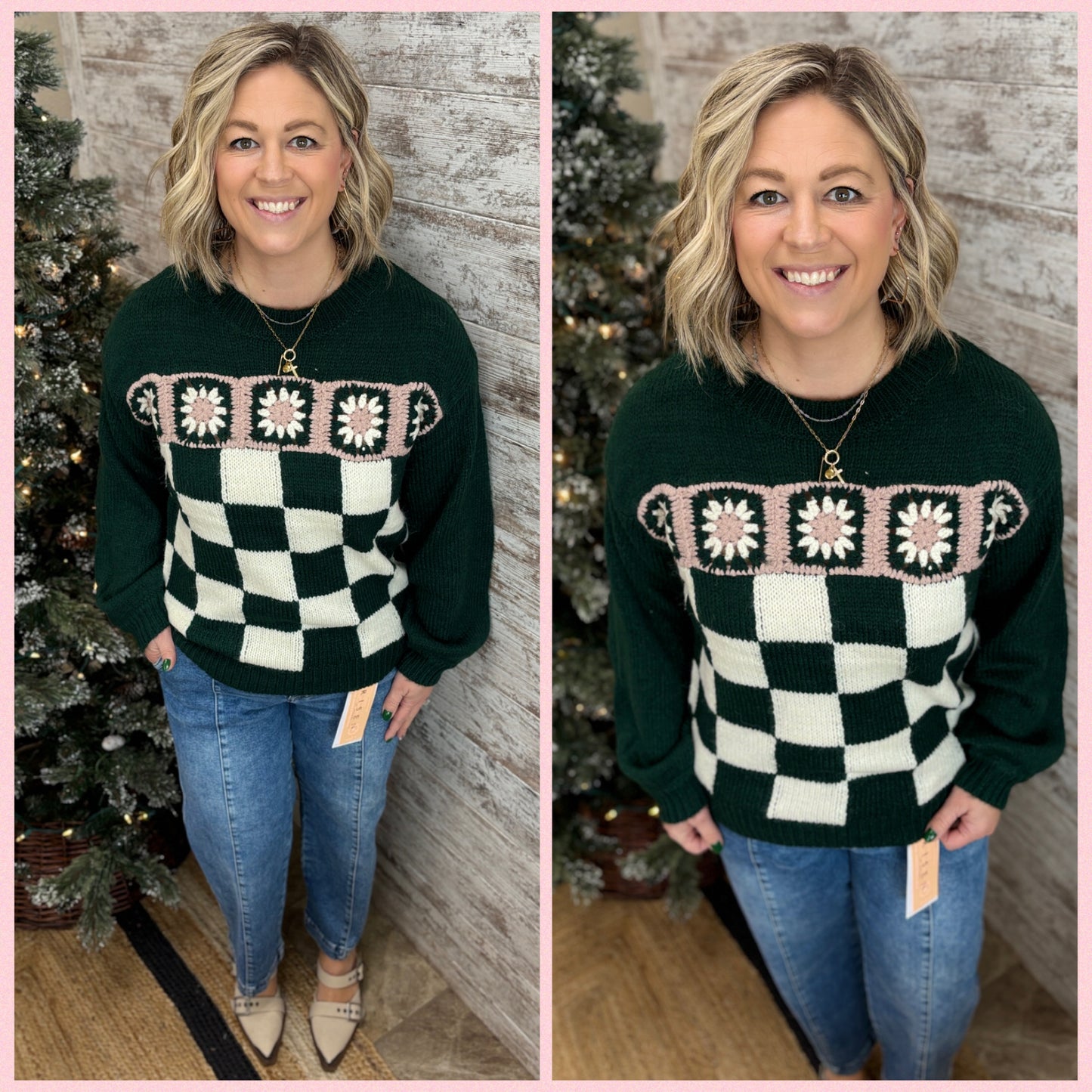 Hunter Crochet and Checker Sweater