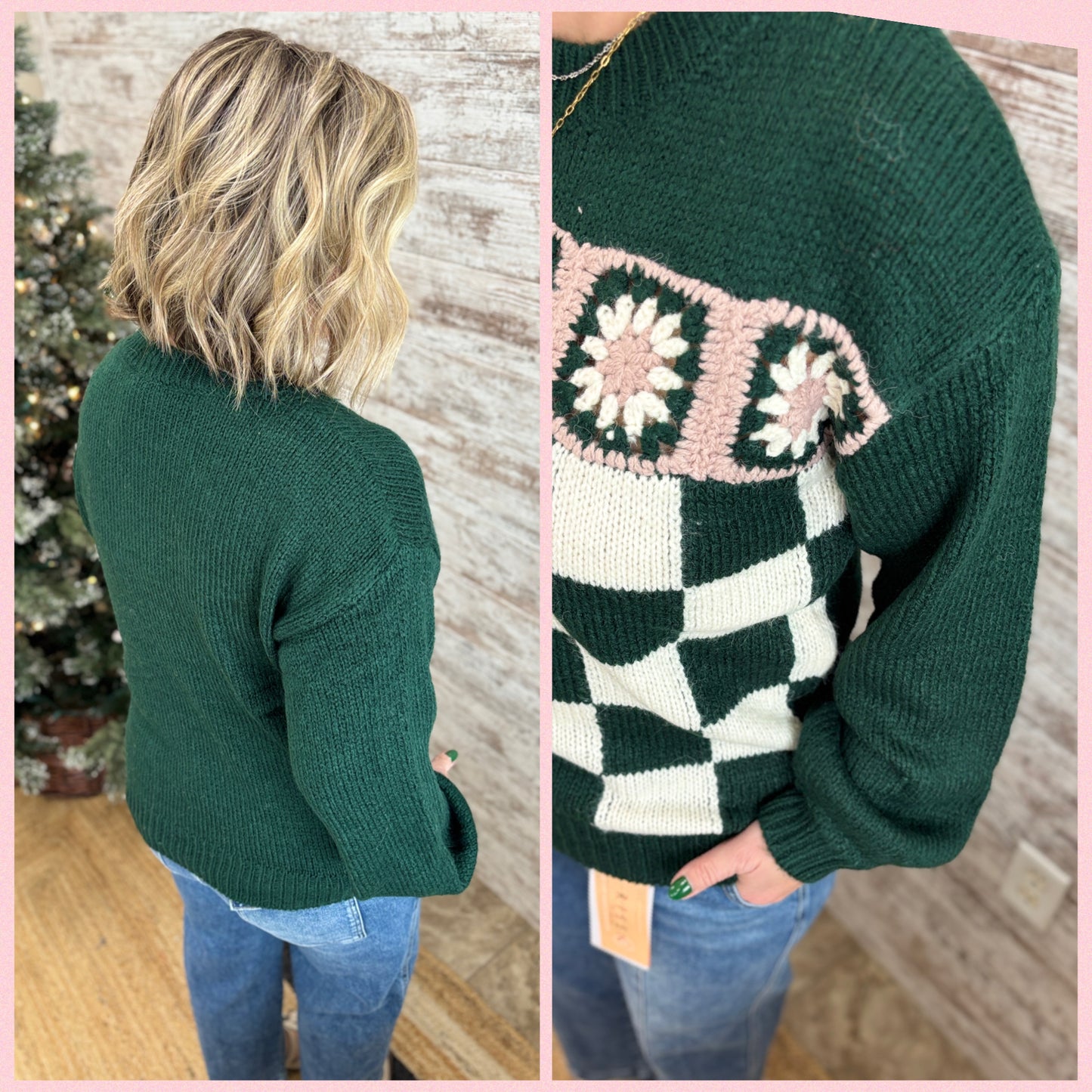 Hunter Crochet and Checker Sweater