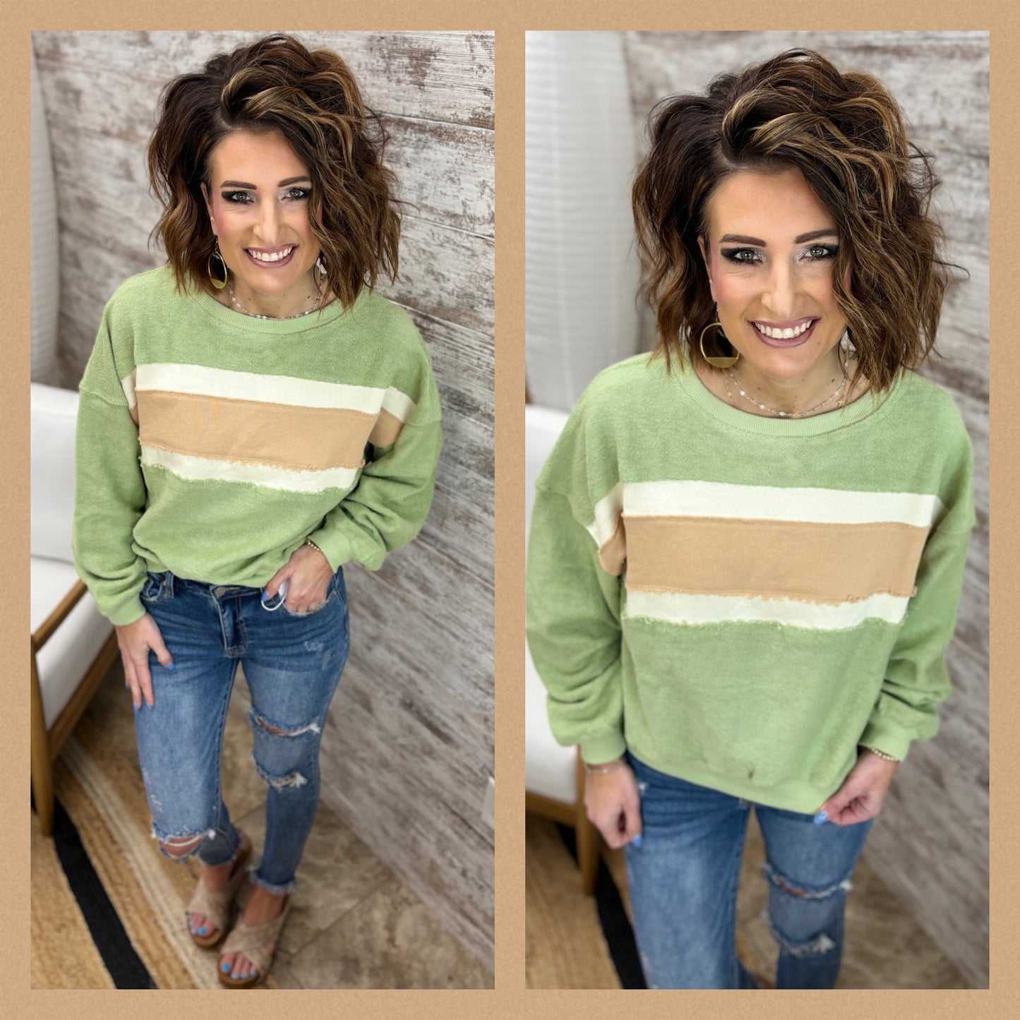 Jade/Ivory Dolman Pullover