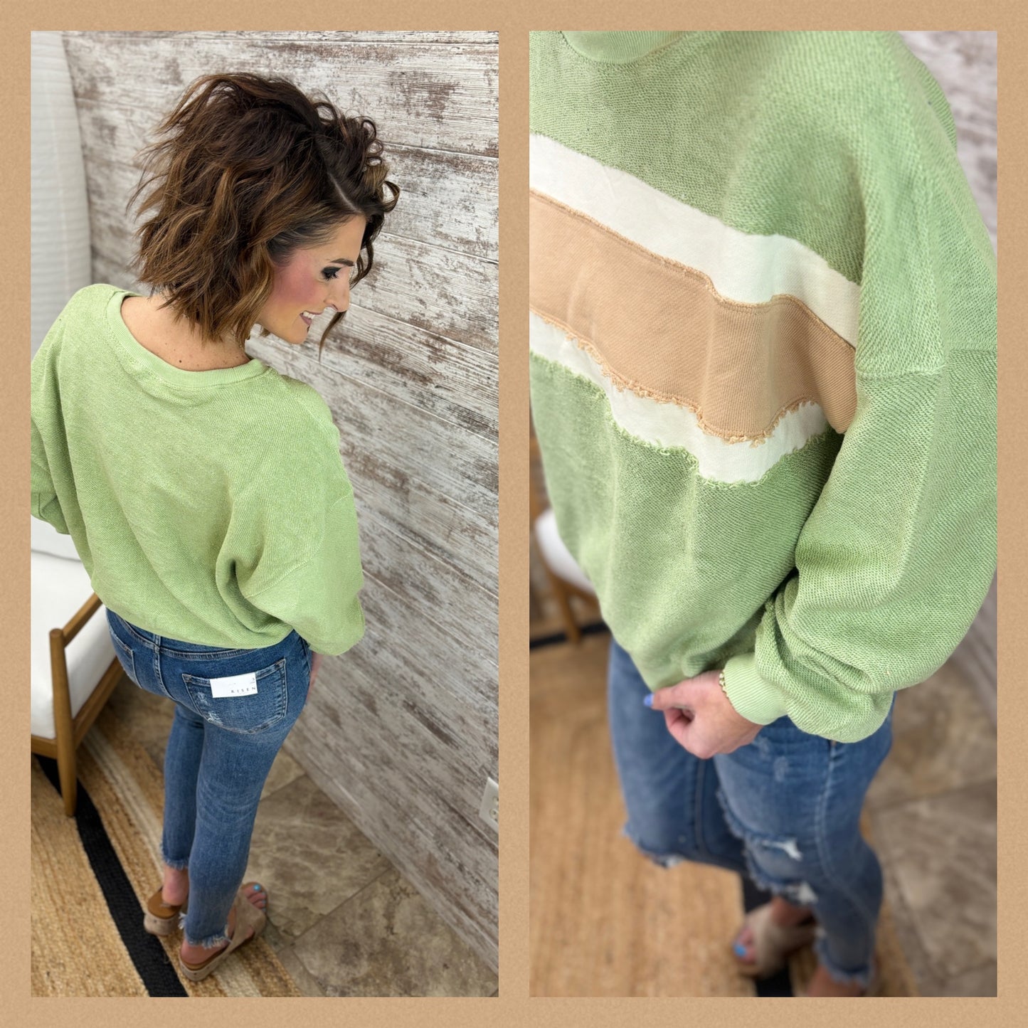 Jade/Ivory Dolman Pullover