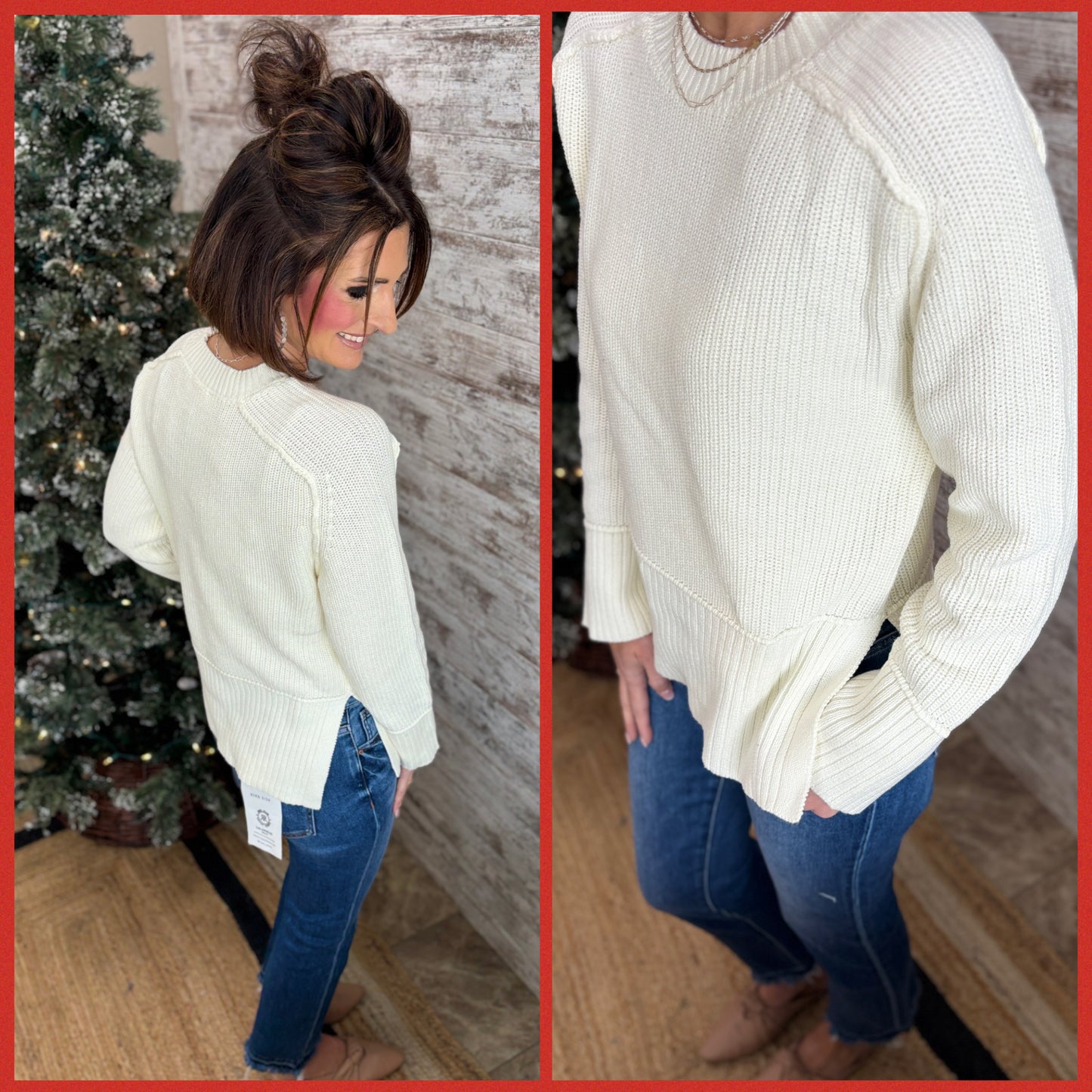 Ribbed Side Slit Sweater ~ 2 Colors