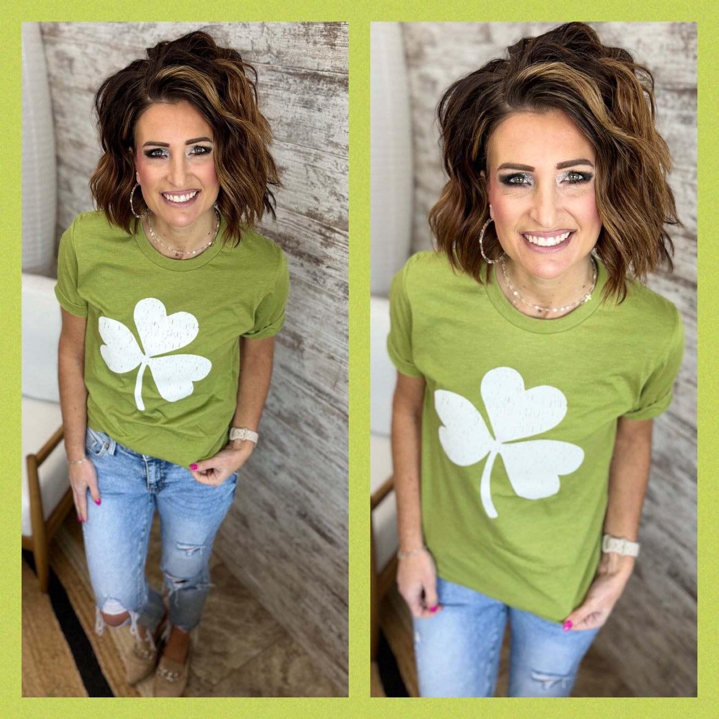 Heather Green Clover Bella Tee