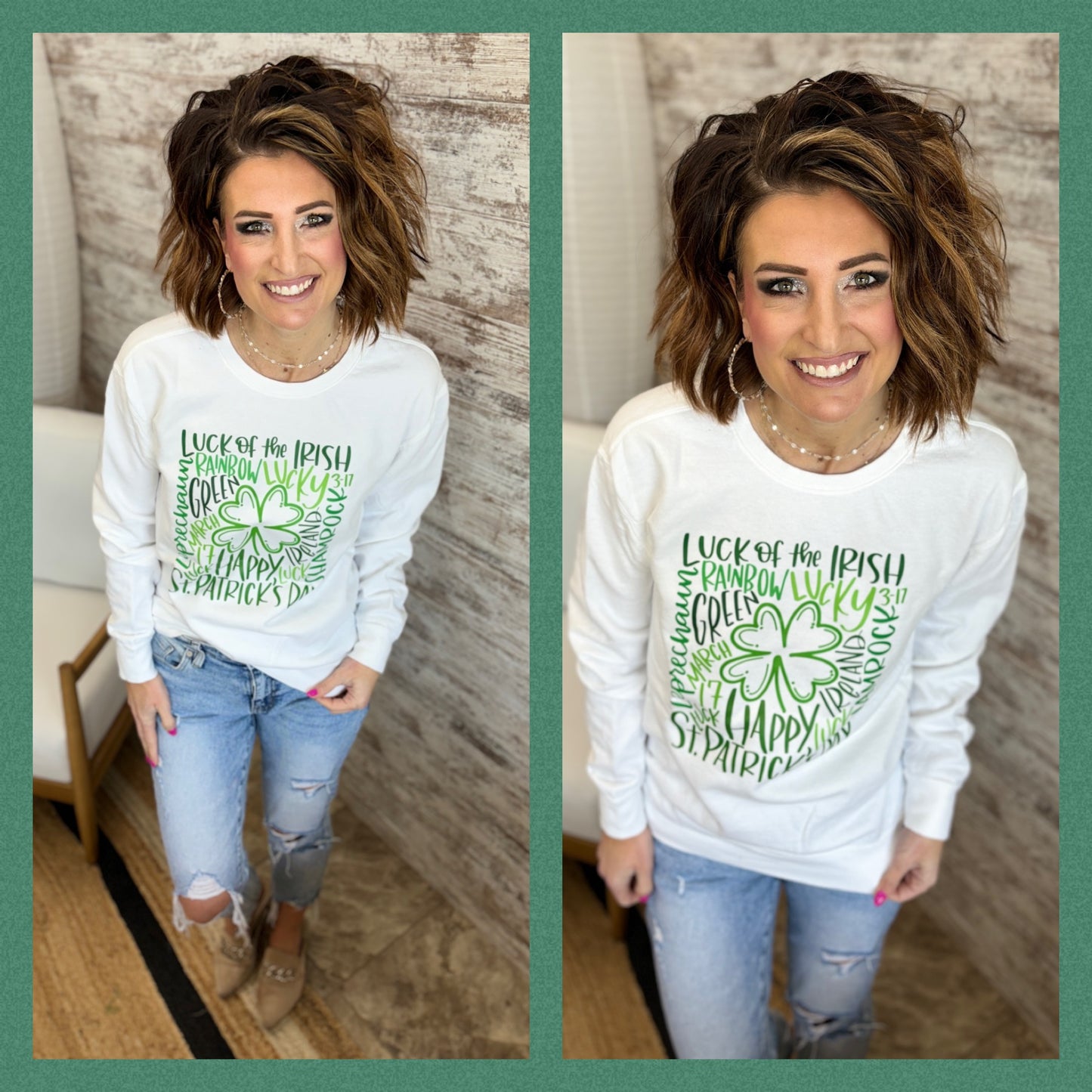 St Patty's Day White Crewneck