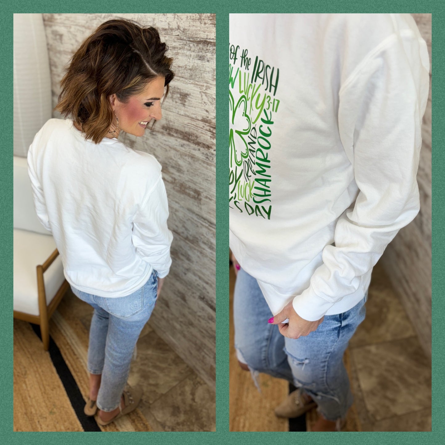 St Patty's Day White Crewneck