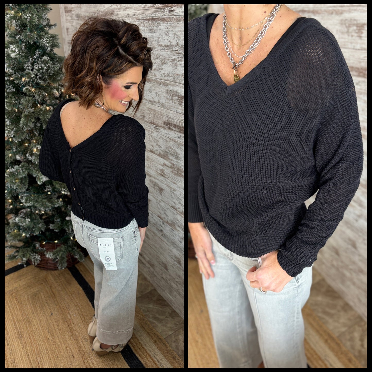Dolman Sleeve Sweater with Back Button Detail ~ 2 Colors