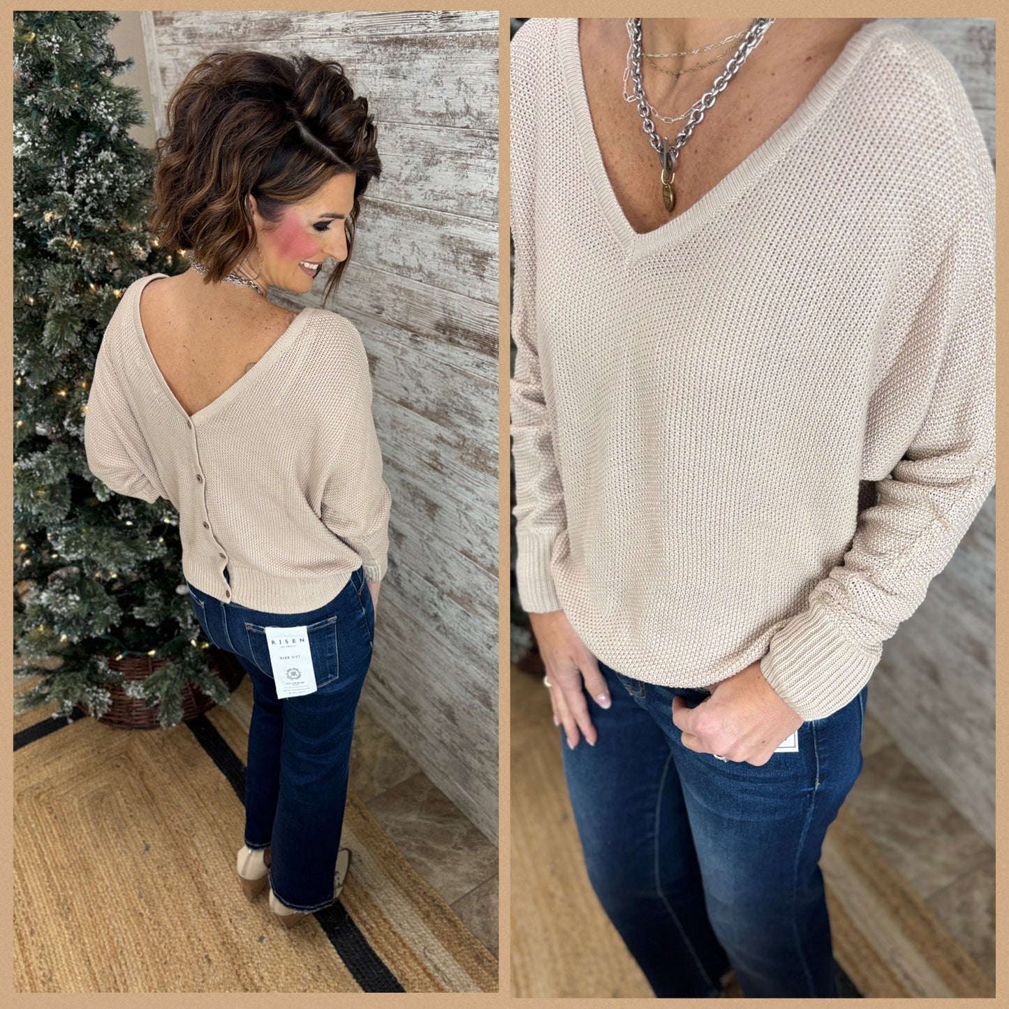 Dolman Sleeve Sweater with Back Button Detail ~ 2 Colors