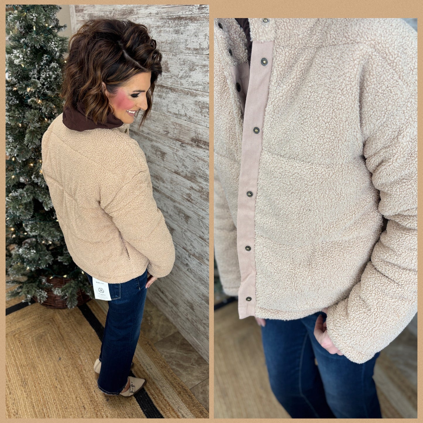Taupe Teddy Puffer Jacket