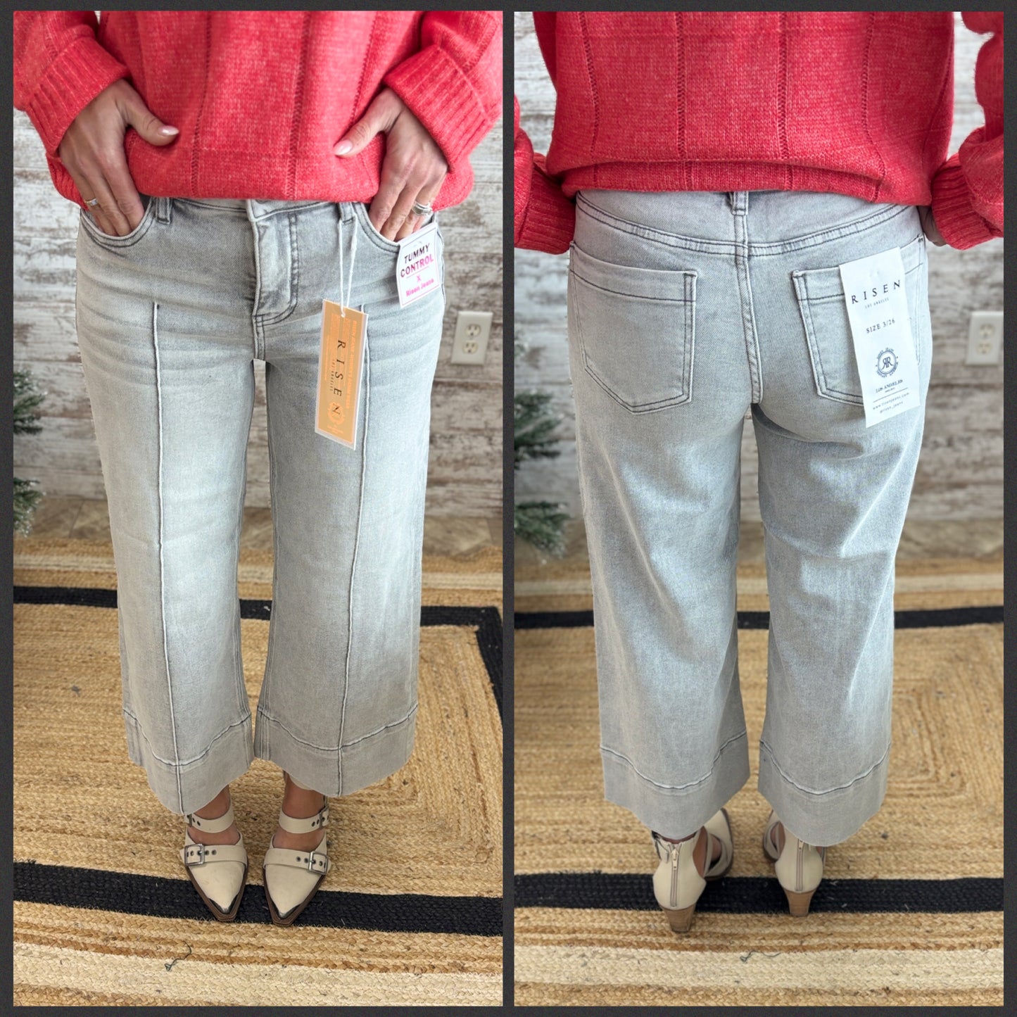 Risen Lt Grey Pintuck Cropped Jean PWC21271