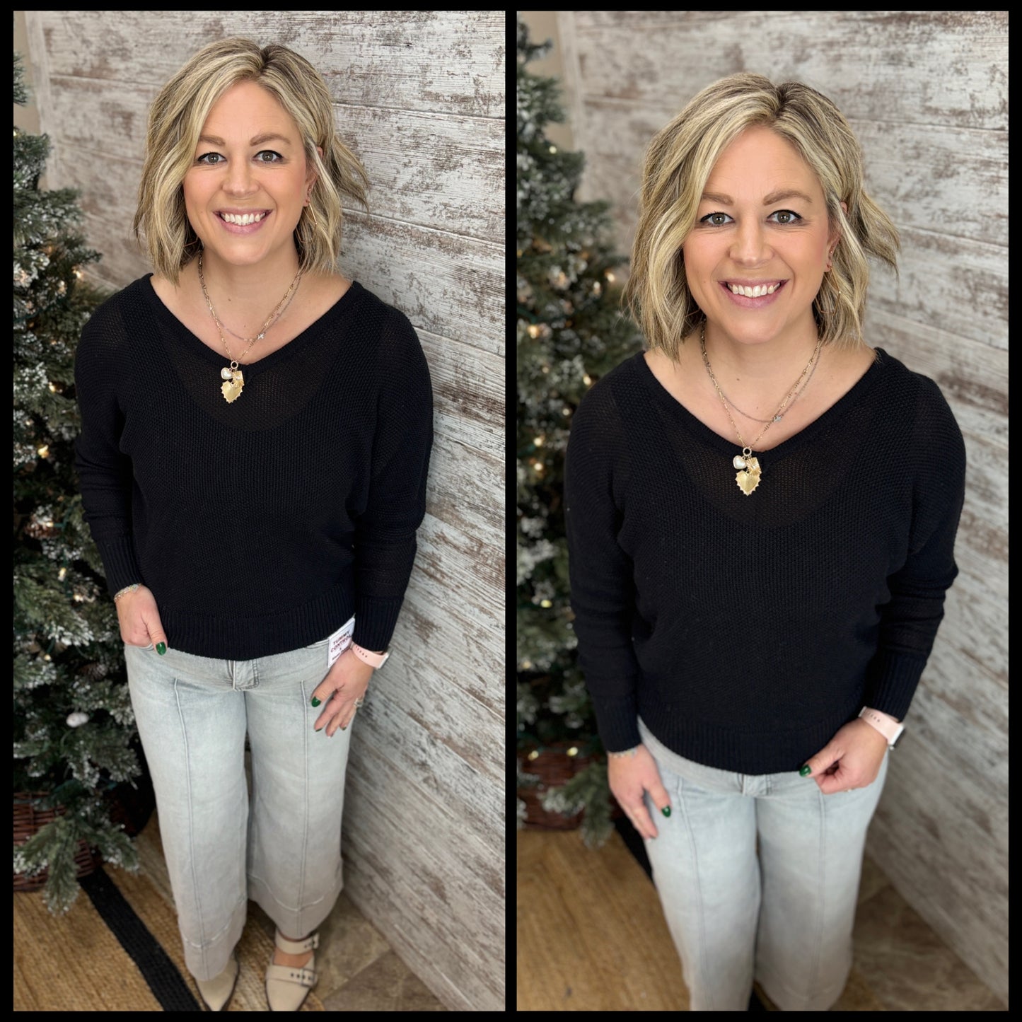 Dolman Sleeve Sweater with Back Button Detail ~ 2 Colors