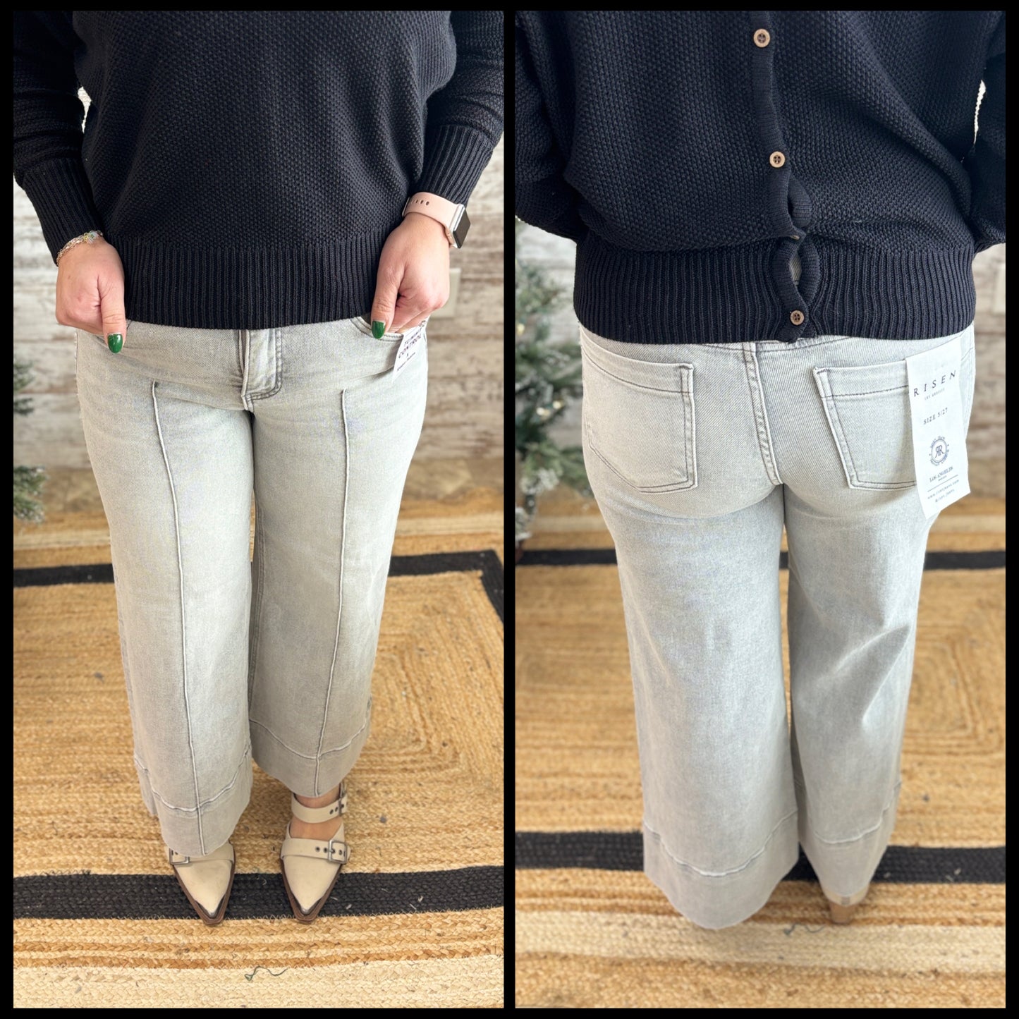 Risen Lt Grey Pintuck Cropped Jean PWC21271