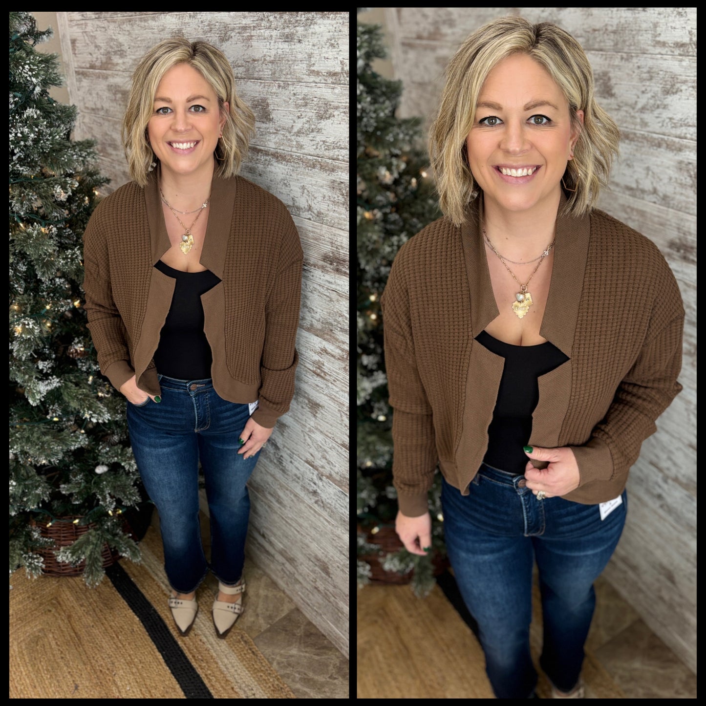 Waffle Knit Cardigan ~ 2 Colors