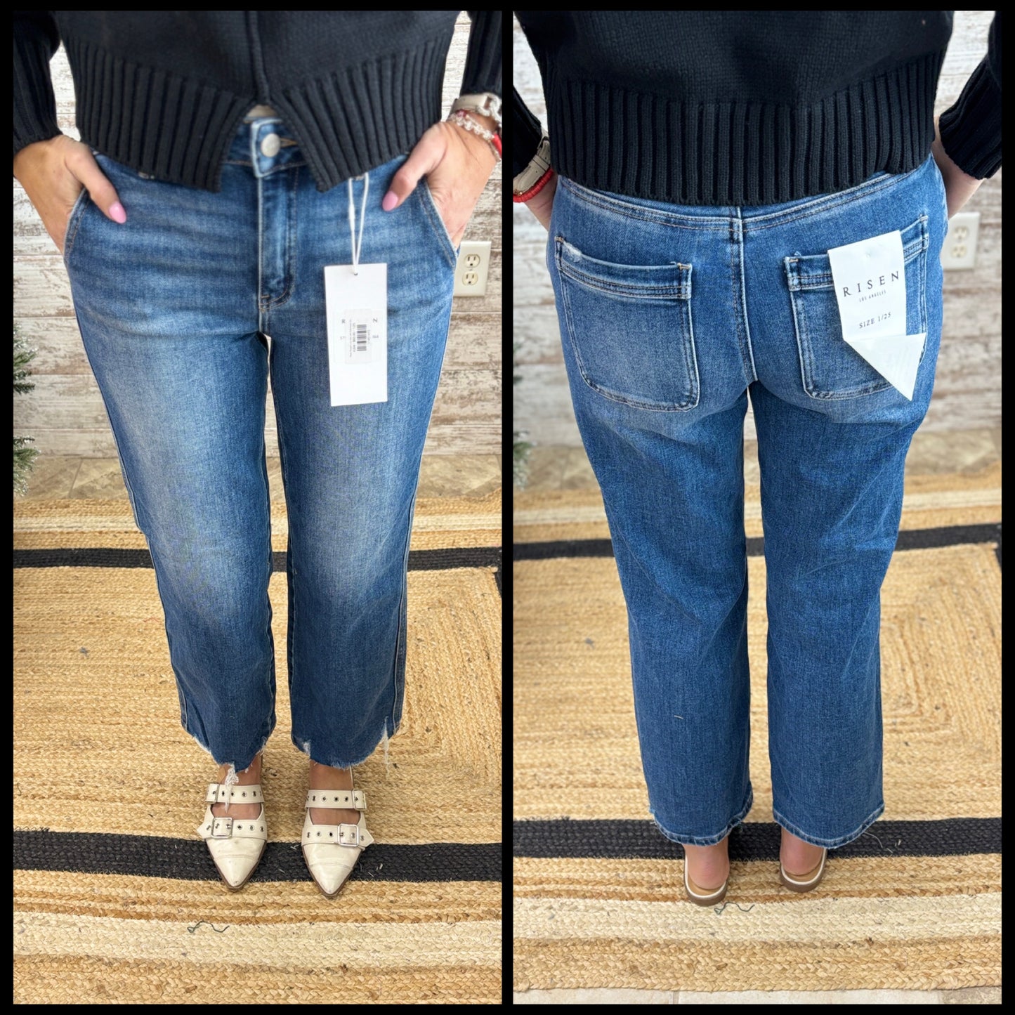 Risen Straight Leg Jean with Distressed Hem PSA21464