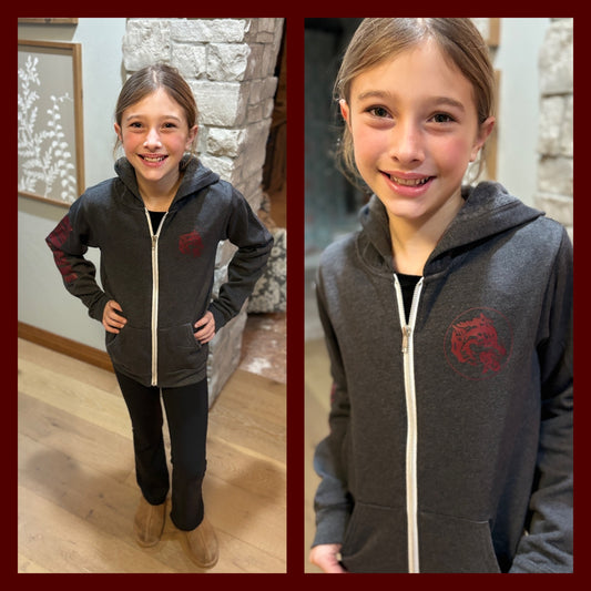 Winneconne Wolves Youth Bella Canvas Dark Grey Full Zip