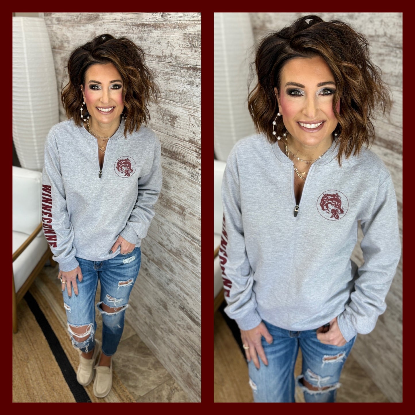 Winneconne Wolves Athletic Grey Gildan Softstyle 1/4 Zip Sweatshirt