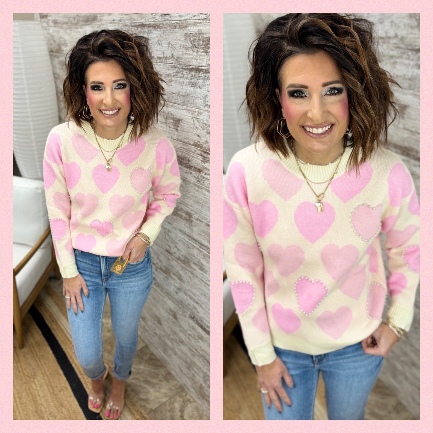 Ivory Pearl Heart Sweater