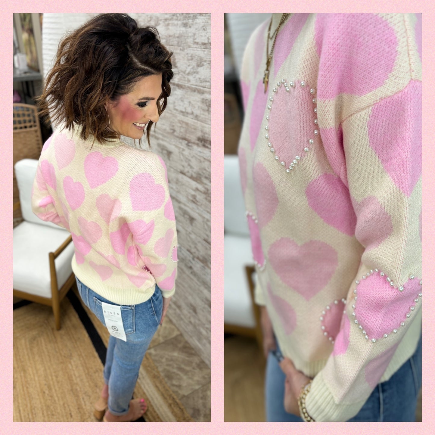 Ivory Pearl Heart Sweater