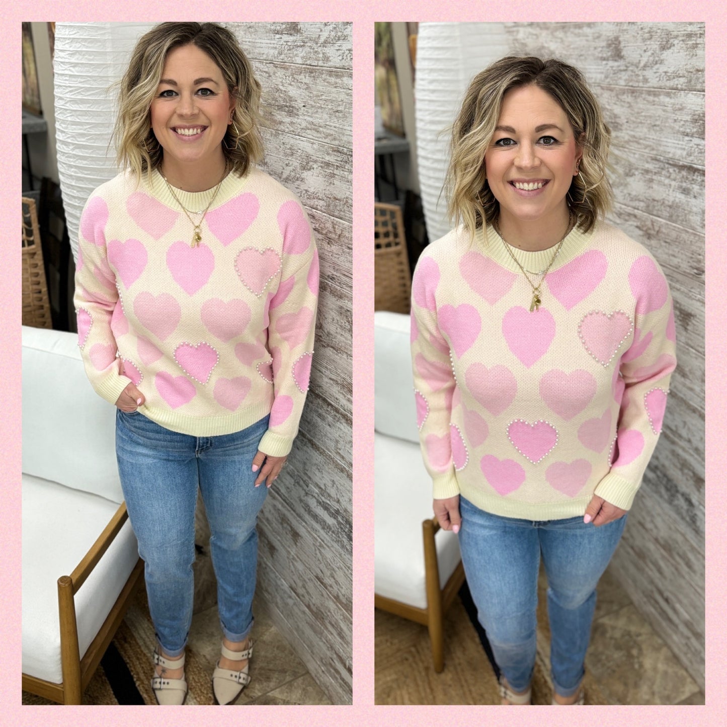 Ivory Pearl Heart Sweater