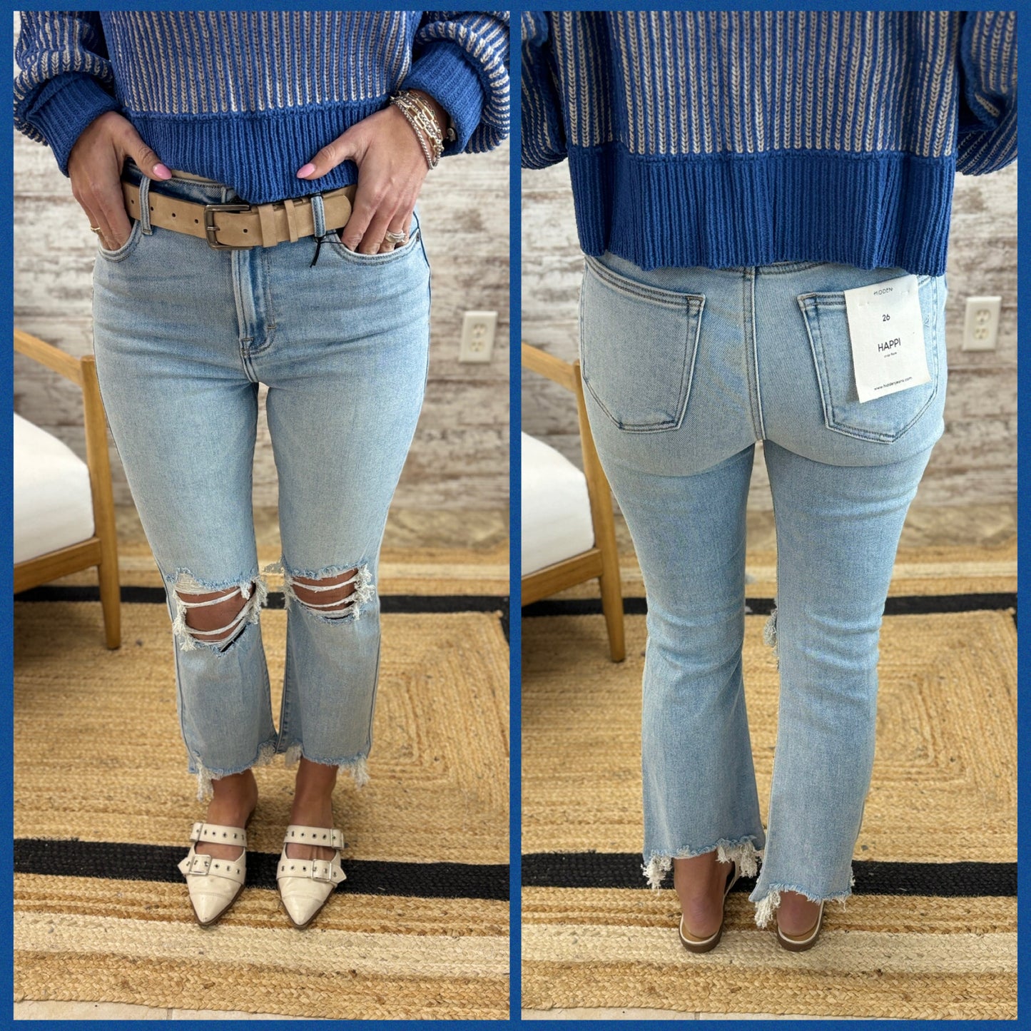 Hidden Distressed Knee Flare Jean HD3128C-M