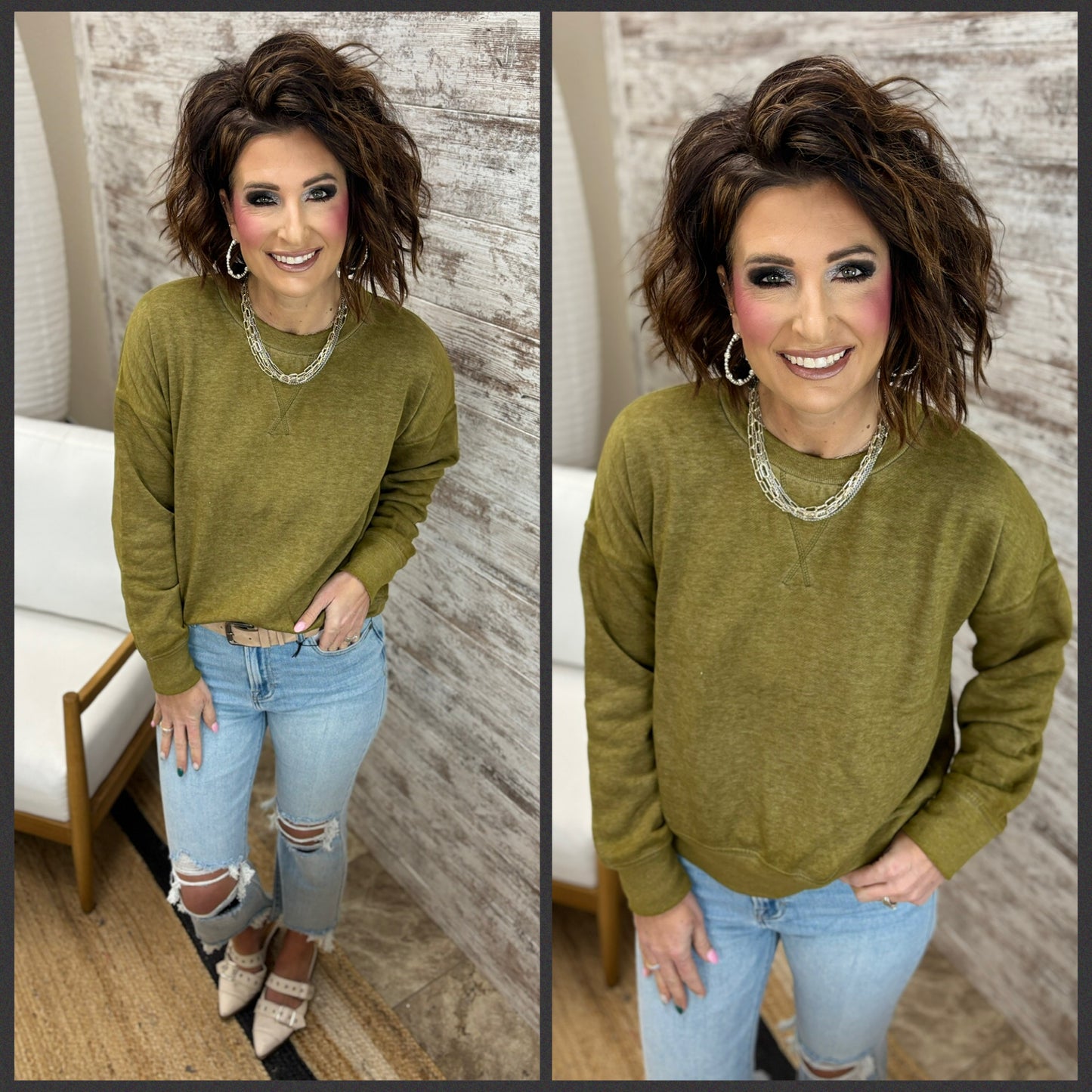 Camo Green Fleece Crew Neck