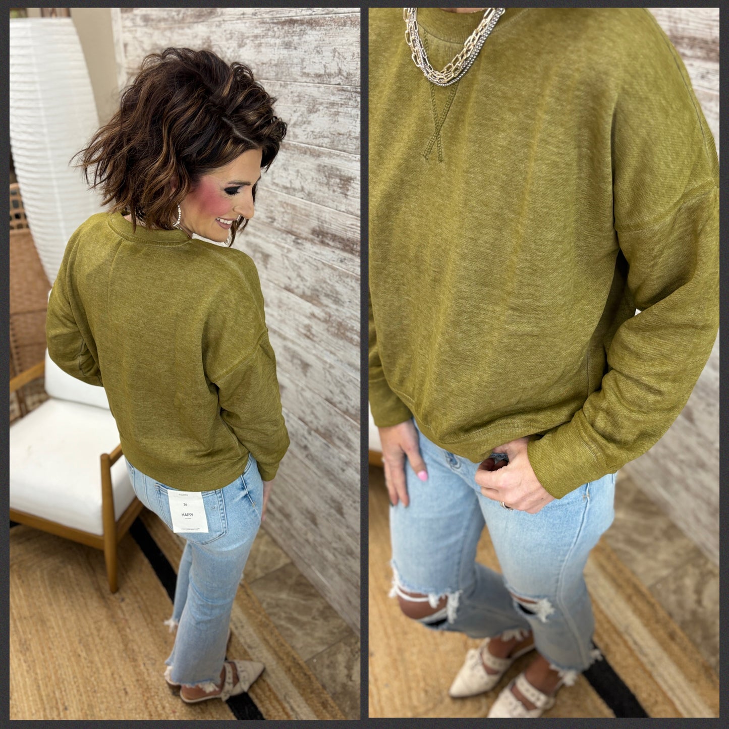 Camo Green Fleece Crew Neck