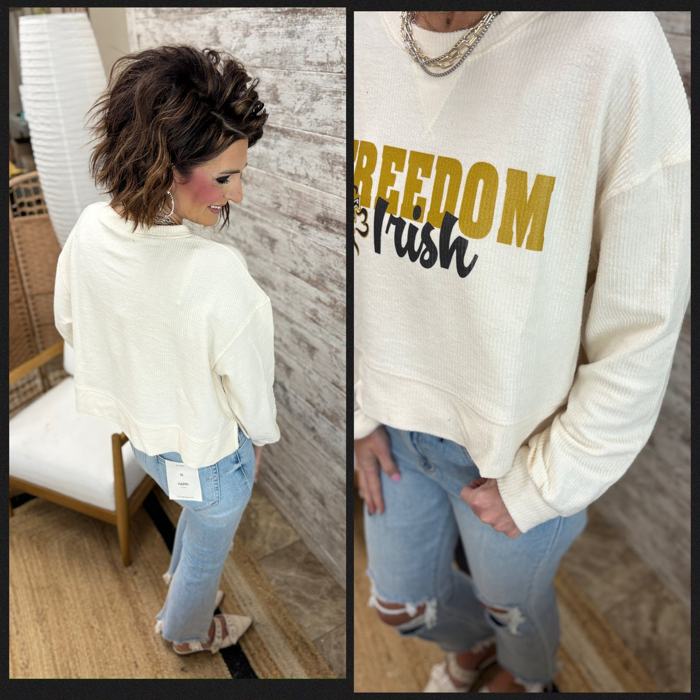 Freedom Irish Boxercraft Natural Ribbed Cropped Crew