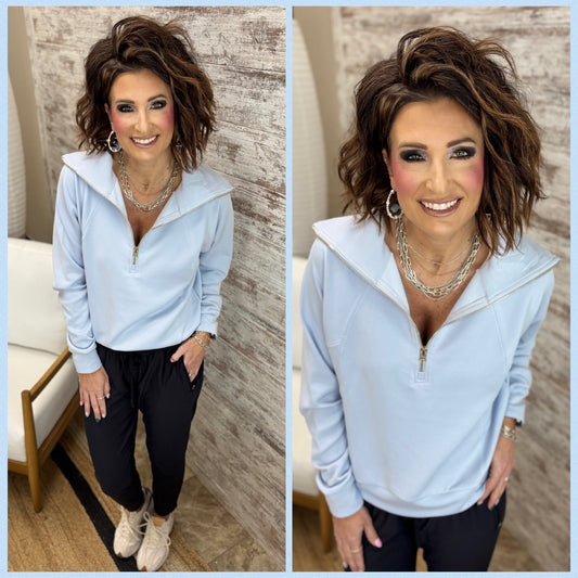 Blue Half Zip Scuba Pullover