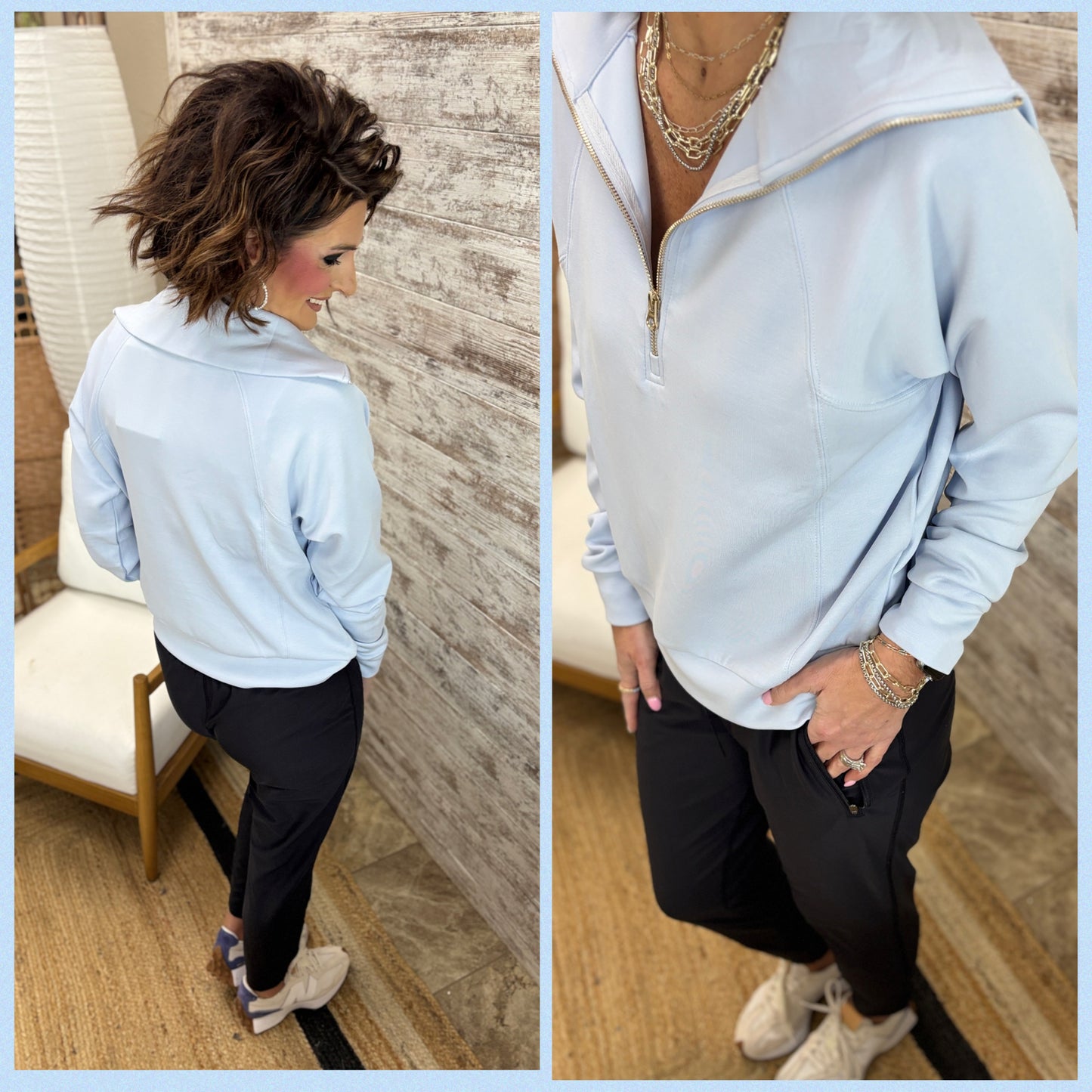 Blue Half Zip Scuba Pullover