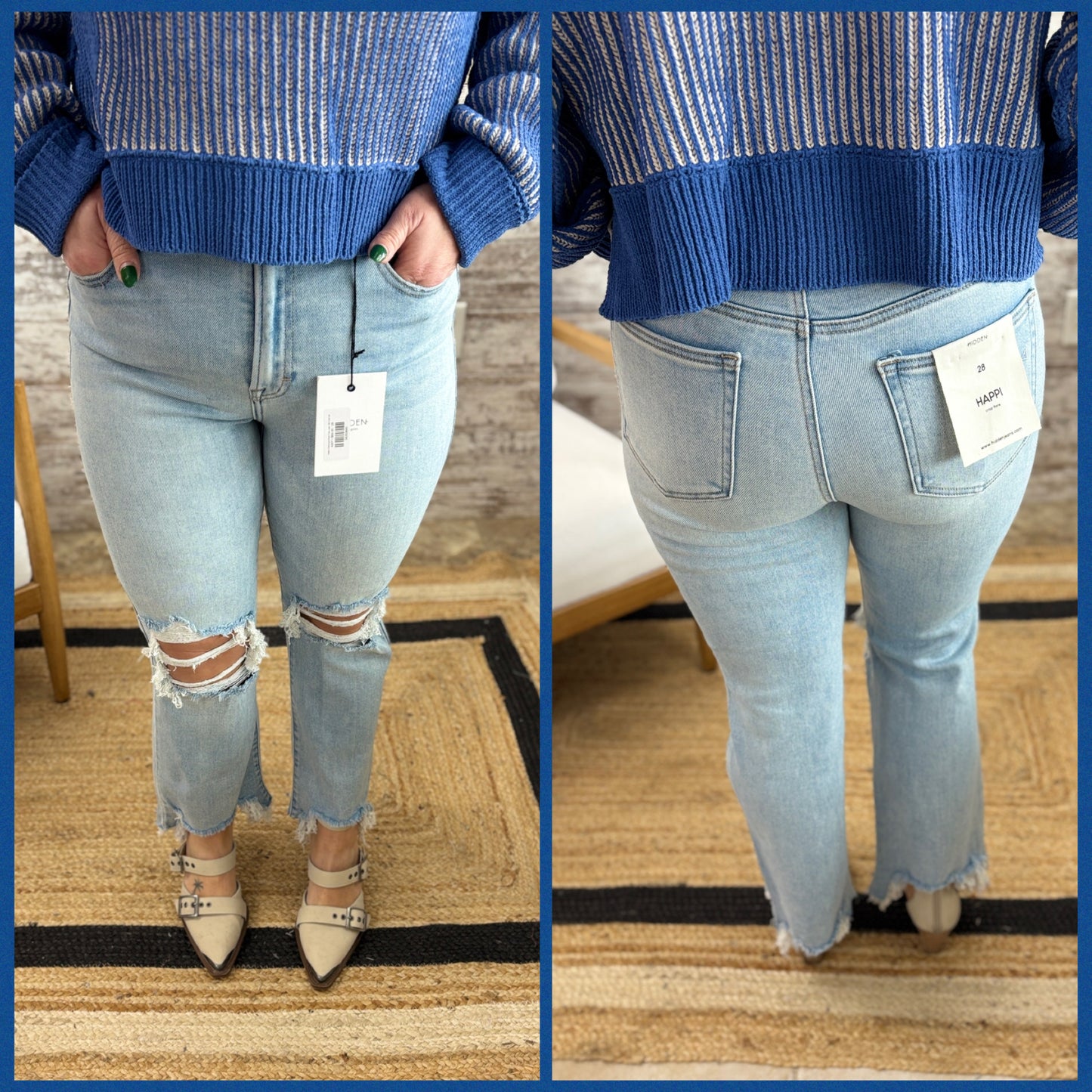 Hidden Distressed Knee Flare Jean HD3128C-M