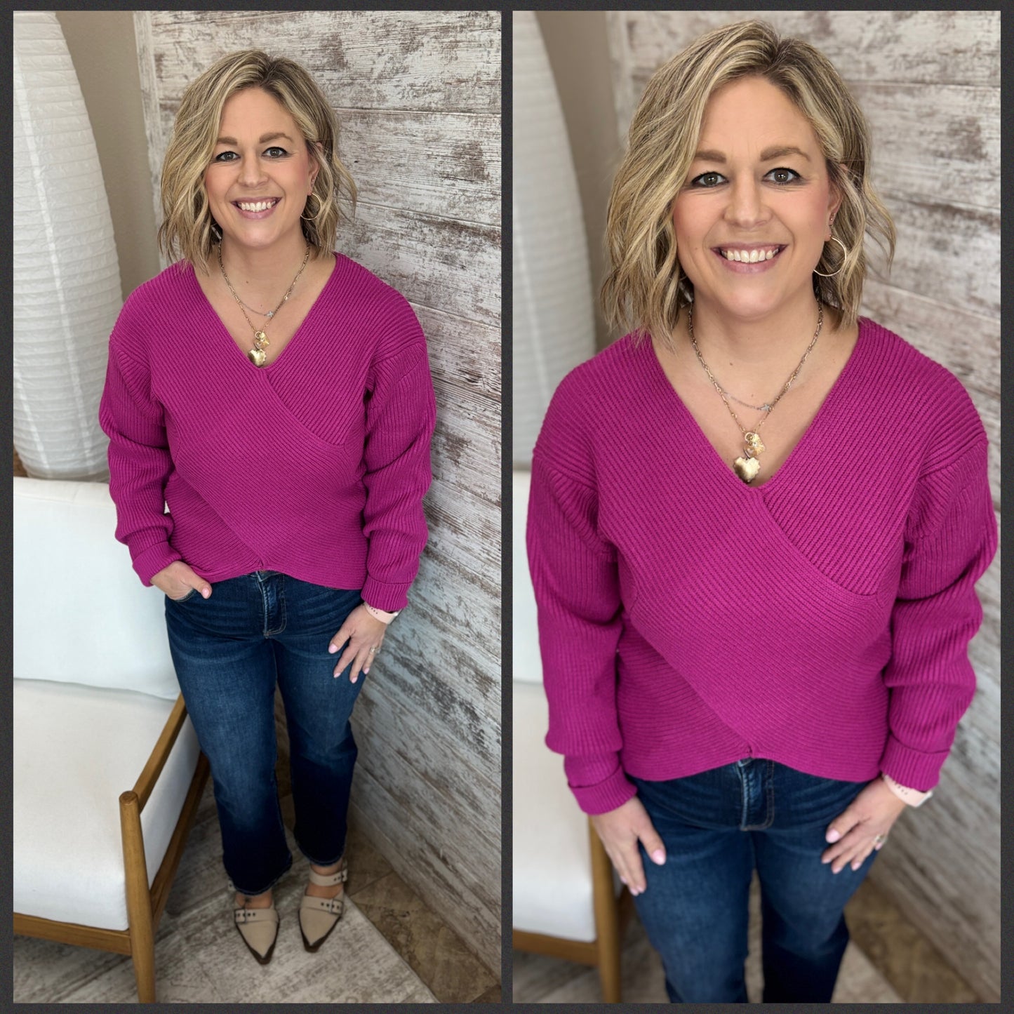 Ribbed Crossover Sweater