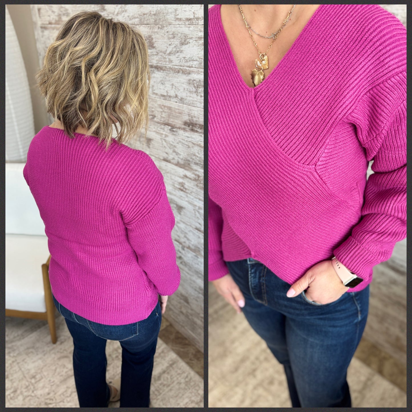 Ribbed Crossover Sweater